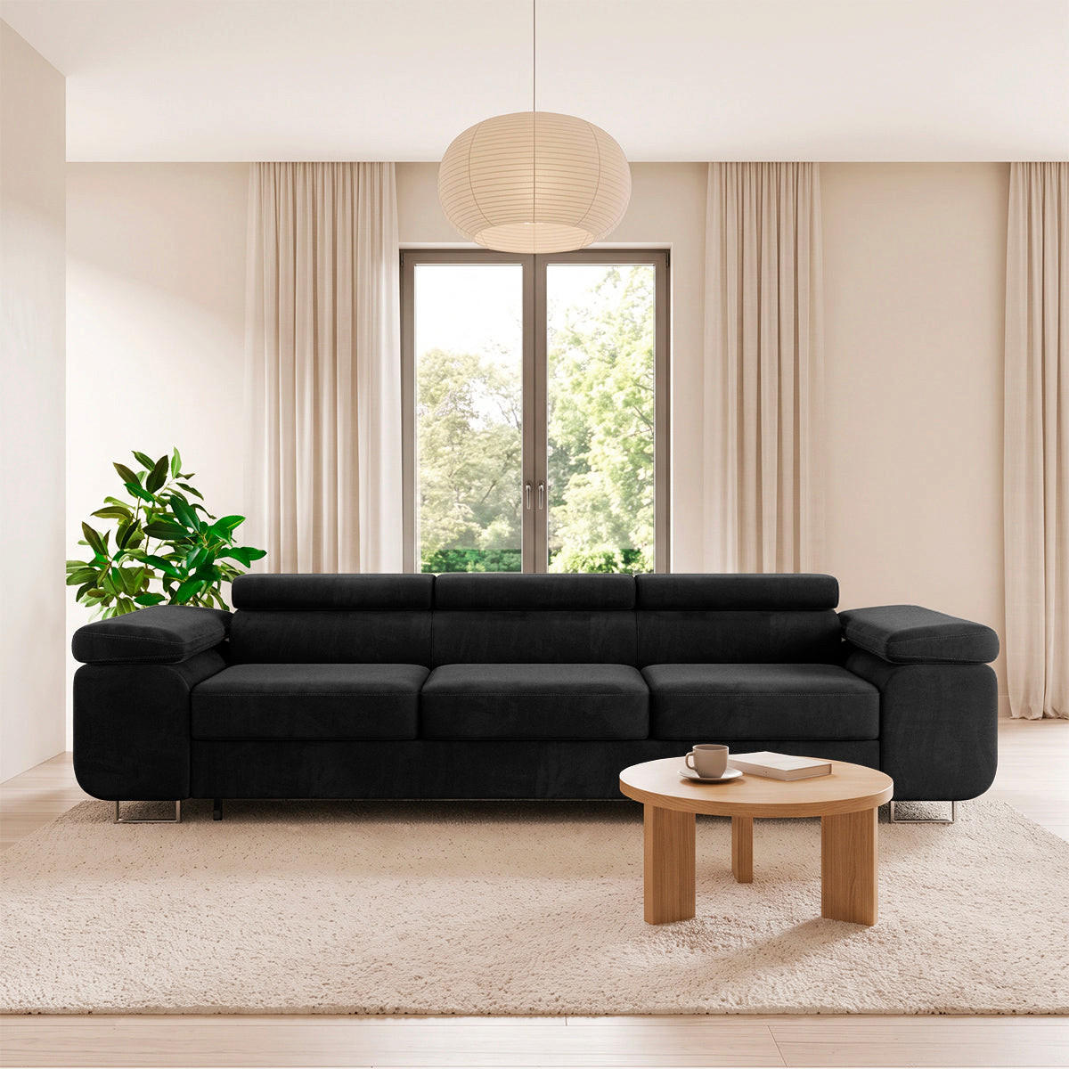 SCHLAFSOFA Lyam 3 Sitzplätze Schwarz - Schwarz, Textil (275/69/100cm) - Petits-meubles