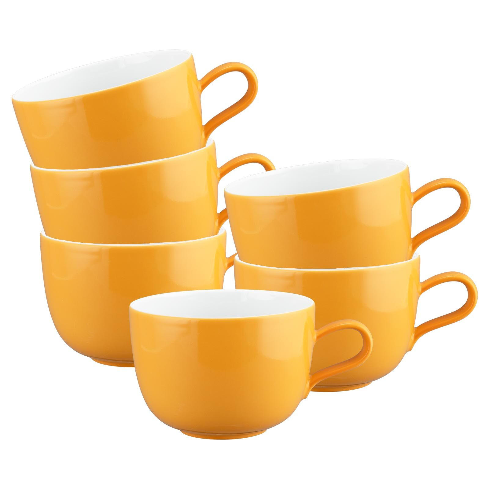 MILCHKAFFEETASSEN Liberty Pure Colors Mango Orange 380 ml 6er Set - Orange, Keramik (0.38L) - Seltmann Weiden