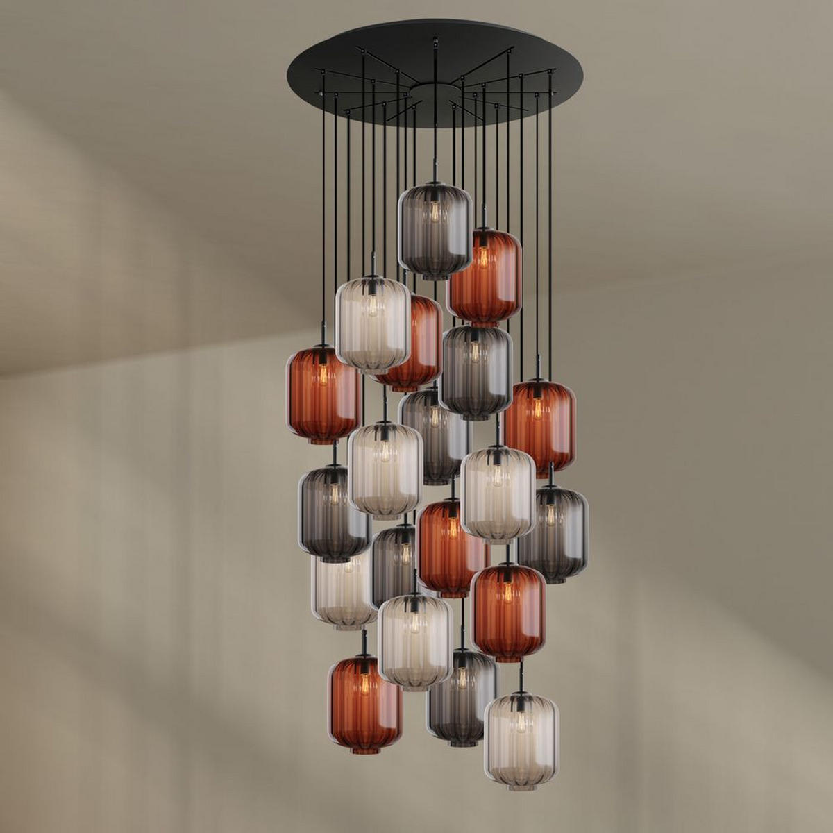 GALERIELEUCHTE Velo 20-flammig Mehrfarbig Ø 25 cm - Multicolor/Schwarz, Glas (25/25/27cm) - s.luce