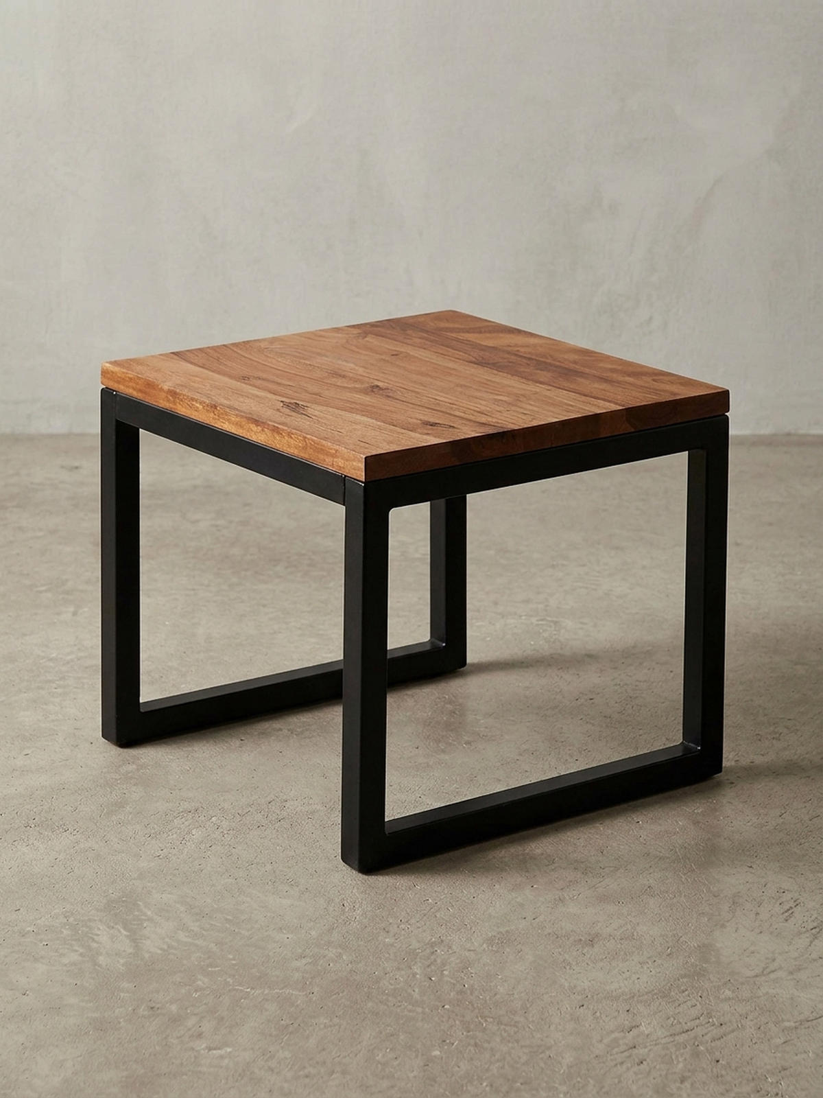 BEISTELLTISCH – Massivholz Braun rechteckig robust Industrial - Schwarz/Braun, Holz/Metall (45/45/40cm) - KADIMA DESIGN