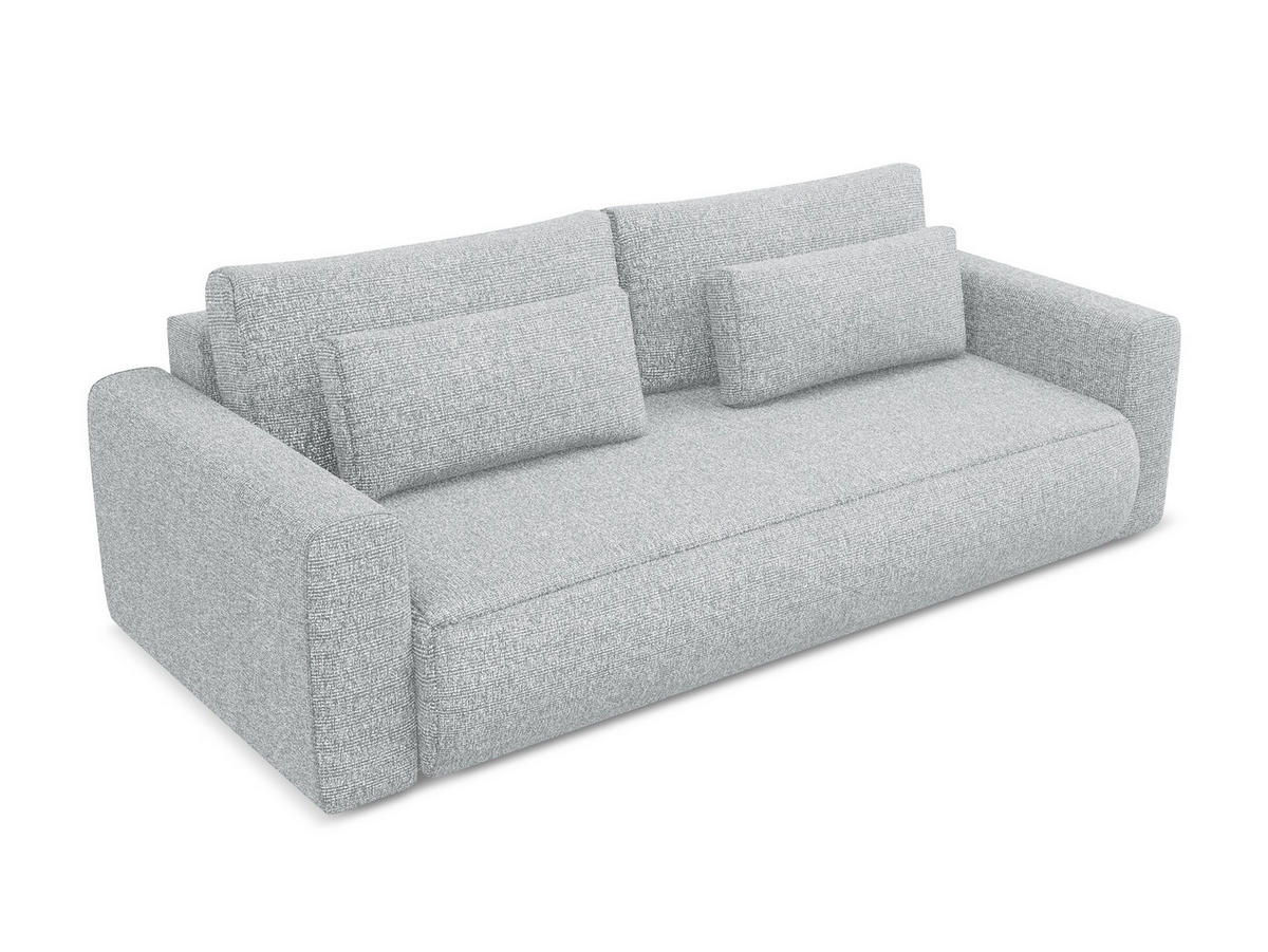 3-SITZER SOFA mit Schlaffunktion Strukturstoff Stoff Grau - Silberfarben/Schwarz, Kunststoff/Textil (238/82/105cm) - Makamii