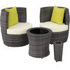 RATTAN SITZGRUPPE Nizza,stapelbar,grau - Grau, Kunststoff - tectake