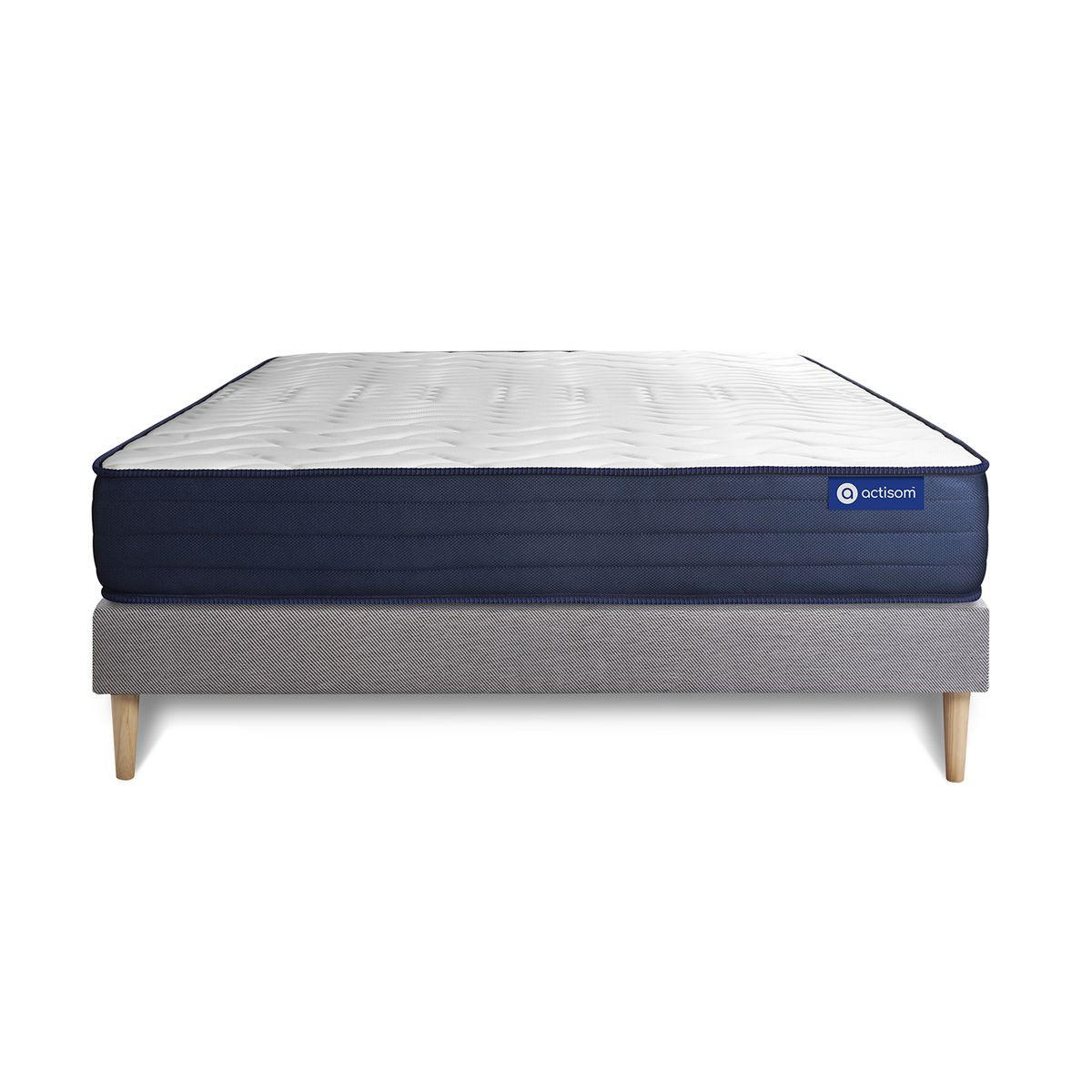 BETT Actimemo life Memory-Schaum 130 x 200 cm h4 - Kit Bettgestell Grau - Beige/Grau, Karton/Holz (130/200cm) - ACTISOM