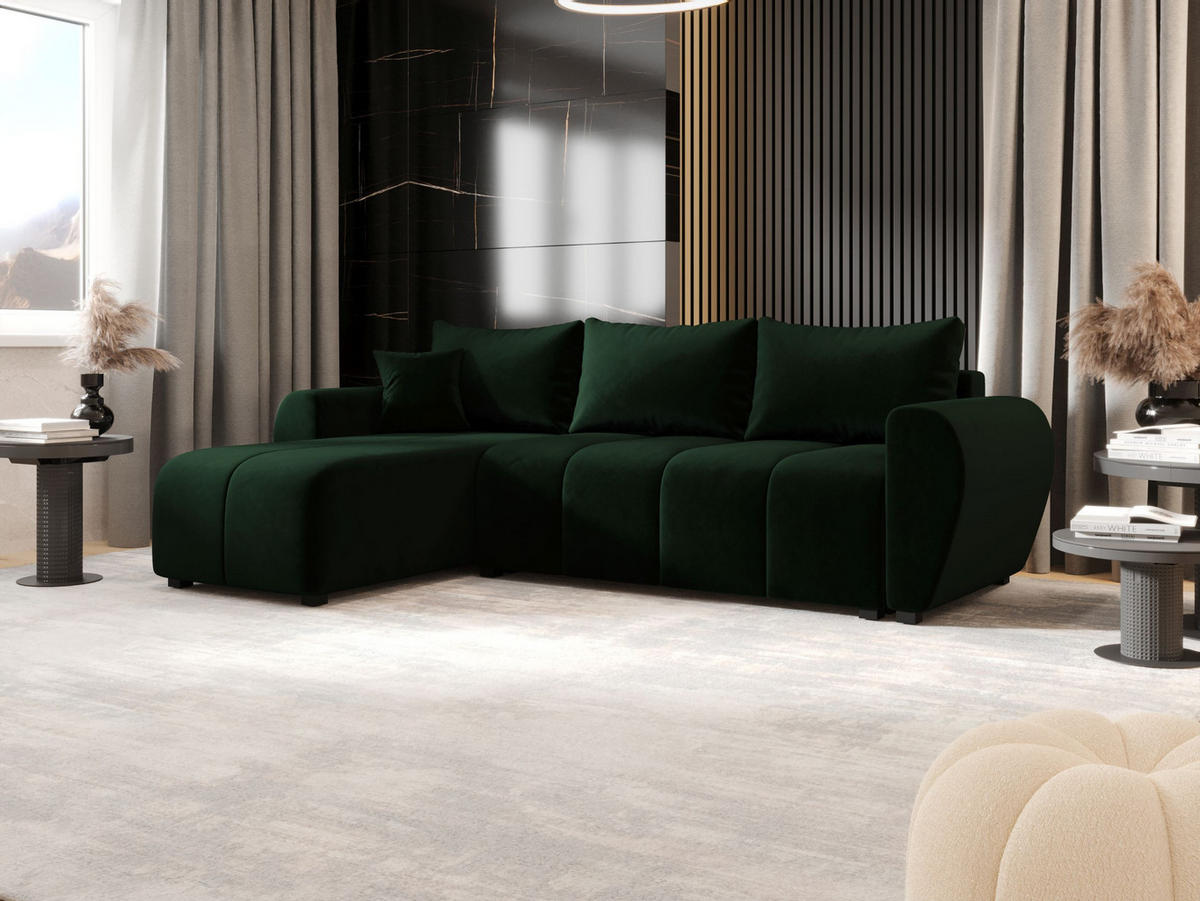 ECKSOFA MOLISA L Itaka 10 Links mit Schlaffunktion - Dunkelgrün, Textil (245/145cm) - Bedante