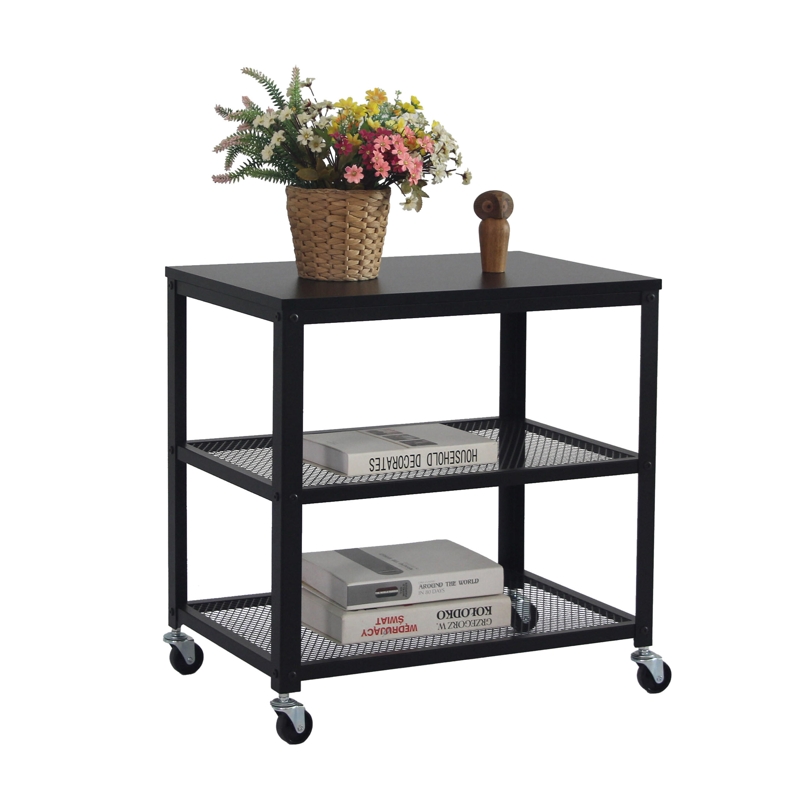 ROLLWAGEN - Schwarz, Holzwerkstoff/Kunststoff (60/61/40cm) - Relaxdays