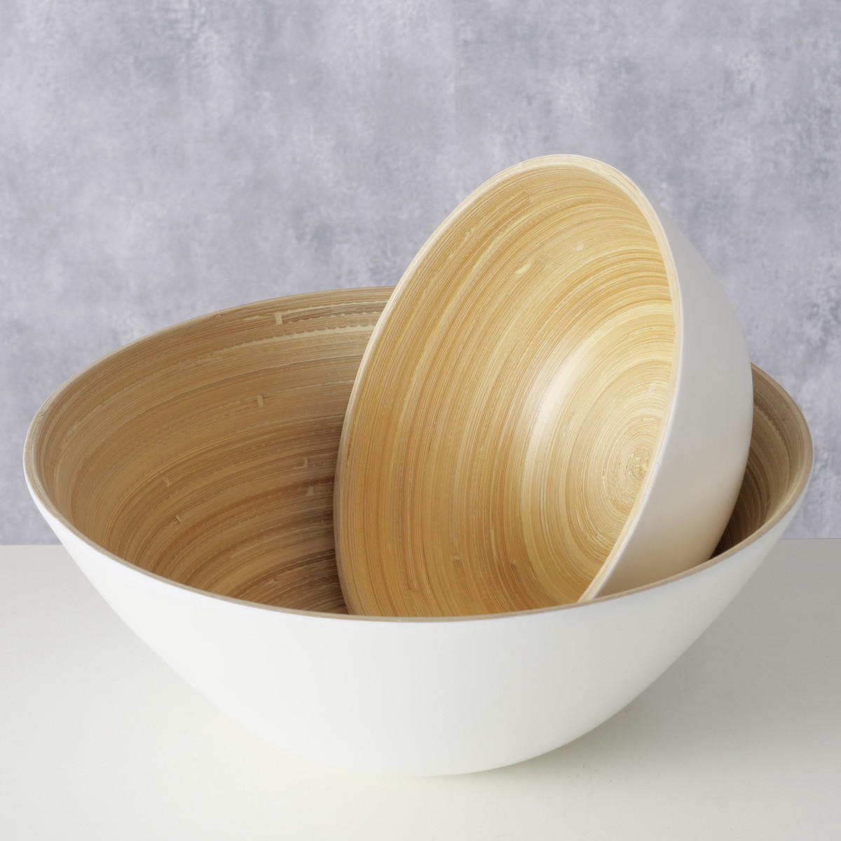 SCHÜSSELN Bambo Ø 7-10 cm 2er-Set - Weiß, Naturmaterialien (25cm) - Boltze Home