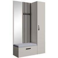 GARDEROBE Margaret II 121/203/43 mit Lamellen und Hochschrank - Kaschmir/Schwarz, Holzwerkstoff/Kunststoff (121/203/43cm) - Beautysofa