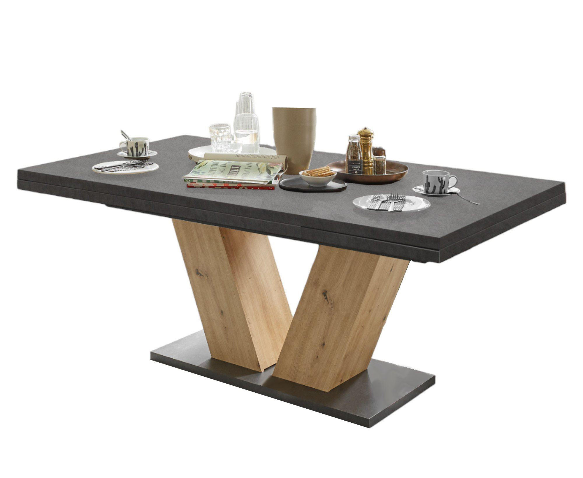 ESSTISCH ausziehbar Elena 160x90x76 Asteiche/Graphit - Grau, Holzwerkstoff (160/90/76cm) - 58aufmkessel