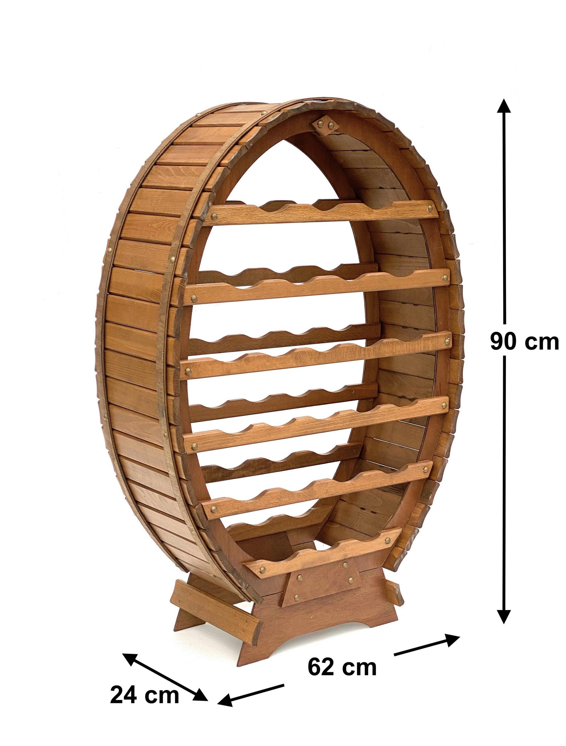 WEINREGAL Weinfass Stehend für 24 Flaschen Holz Braun - Braun, Holz (62/90/24cm) - DanDiBo