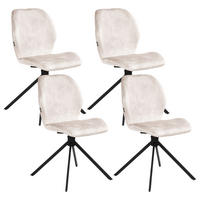 ESSZIMMERSTUHL 4er Set drehbar Samtstoff Hellbeige Morrison - Beige/Schwarz, Textil/Metall (50/86/56cm) - Beliani