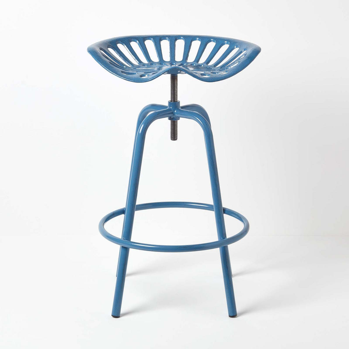 BARHOCKER Traktorsitz, Metall im Vintage-Look, höhenverstellbar - Blau, Metall (47/74/50cm) - Homescapes