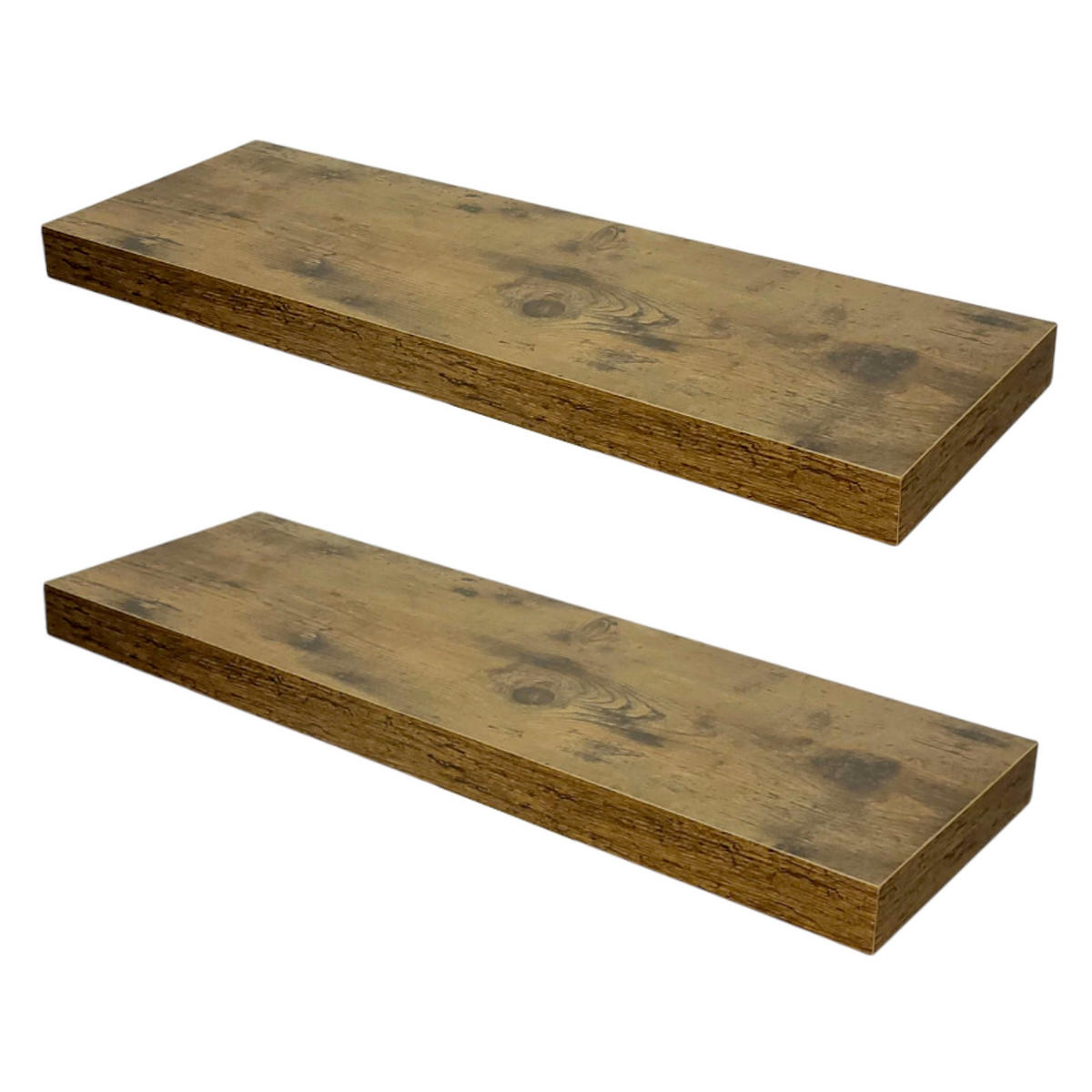 WANDREGAL Holzoptik Dunkelbraun 2er Set 60x20x4 cm - Dunkelbraun, Holzwerkstoff/Metall (60/3.8/20cm) - Begryf