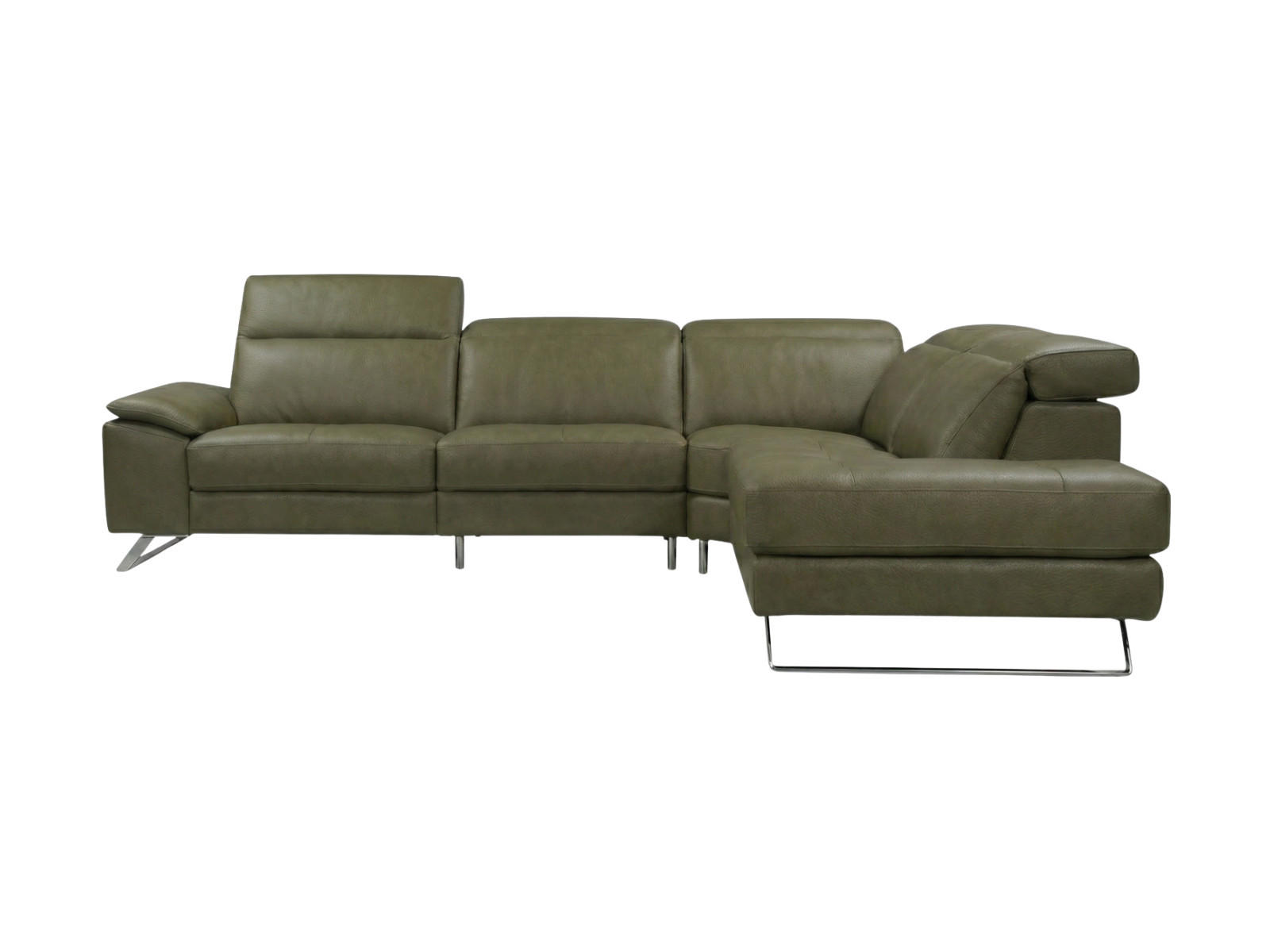 ECKSOFA Genius Echtleder Olivgrün - Olivgrün, Leder/Metall (264/230cm)