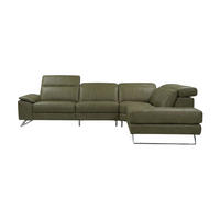 ECKSOFA Genius Echtleder Olivgrün - Olivgrün, Leder/Metall (264/230cm)