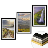 WANDBILDER 3er-Set - 40x60 cm Schwarzer Rahmen - Berglandschaften Wasserfall - Schwarz, Kunststoff (40/60cm) - ArtPrintCave