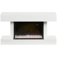 ELEKTROKAMIN 2000 W Wandkamin mit 3D-Flammeneffekt Kristalle 3 Helligkeitsstufen - Weiß, Metall (27/54.5/98cm) - HOMCOM