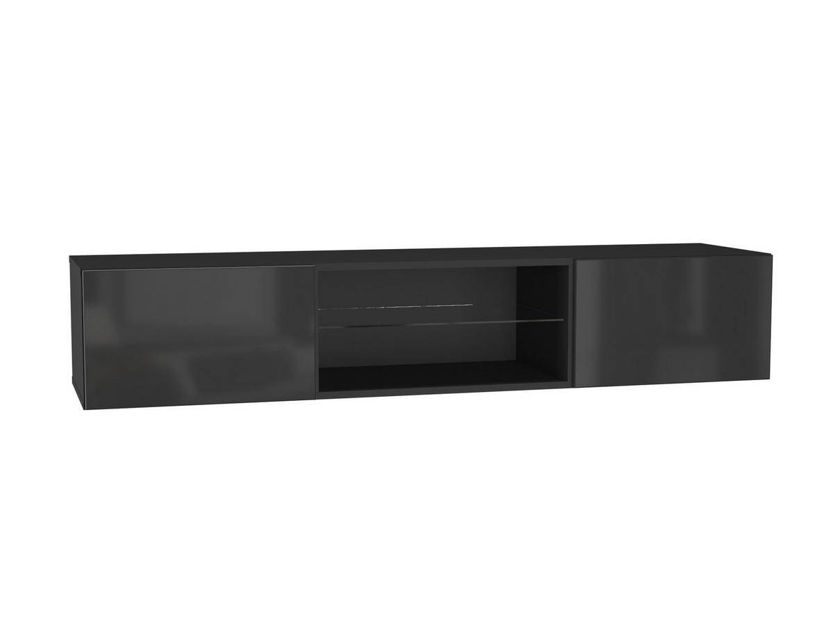 TV-LOWBOARD Schwarz, Schwarz Hochglanz 160/30/40 - Schwarz Hochglanz/Schwarz, Holzwerkstoff (160/30/40cm) - RAUMHIRSCH FURNITURE