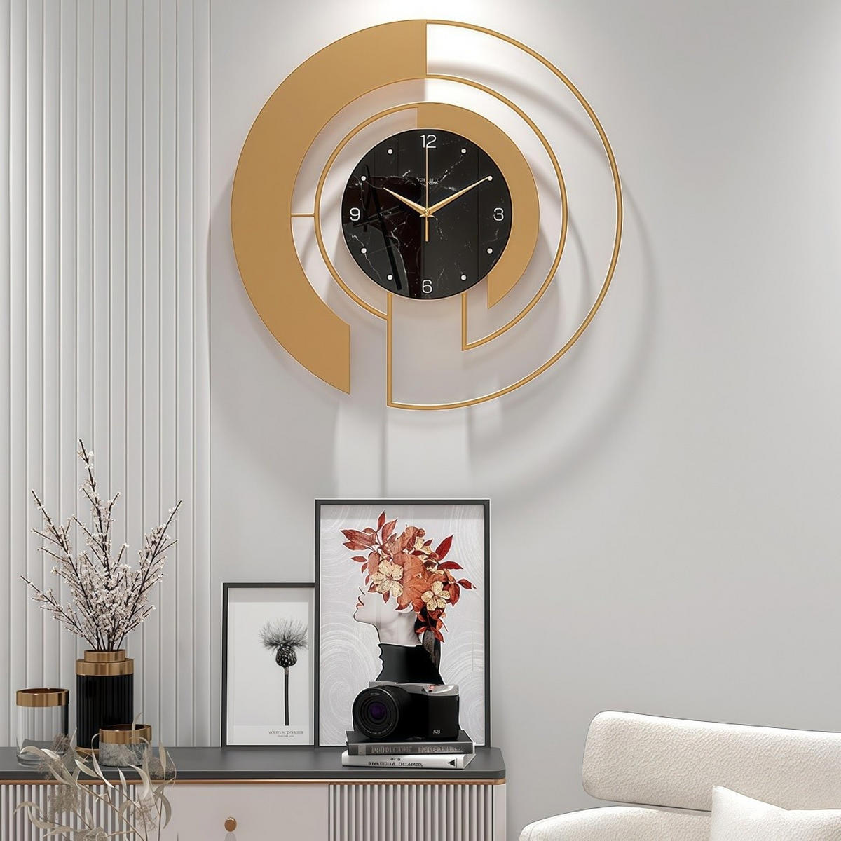 WANDUHR Modern, Leise, Batteriebetrieben, 45cm, Gold - Goldfarben, Metall (46/5/46cm) - Authentics