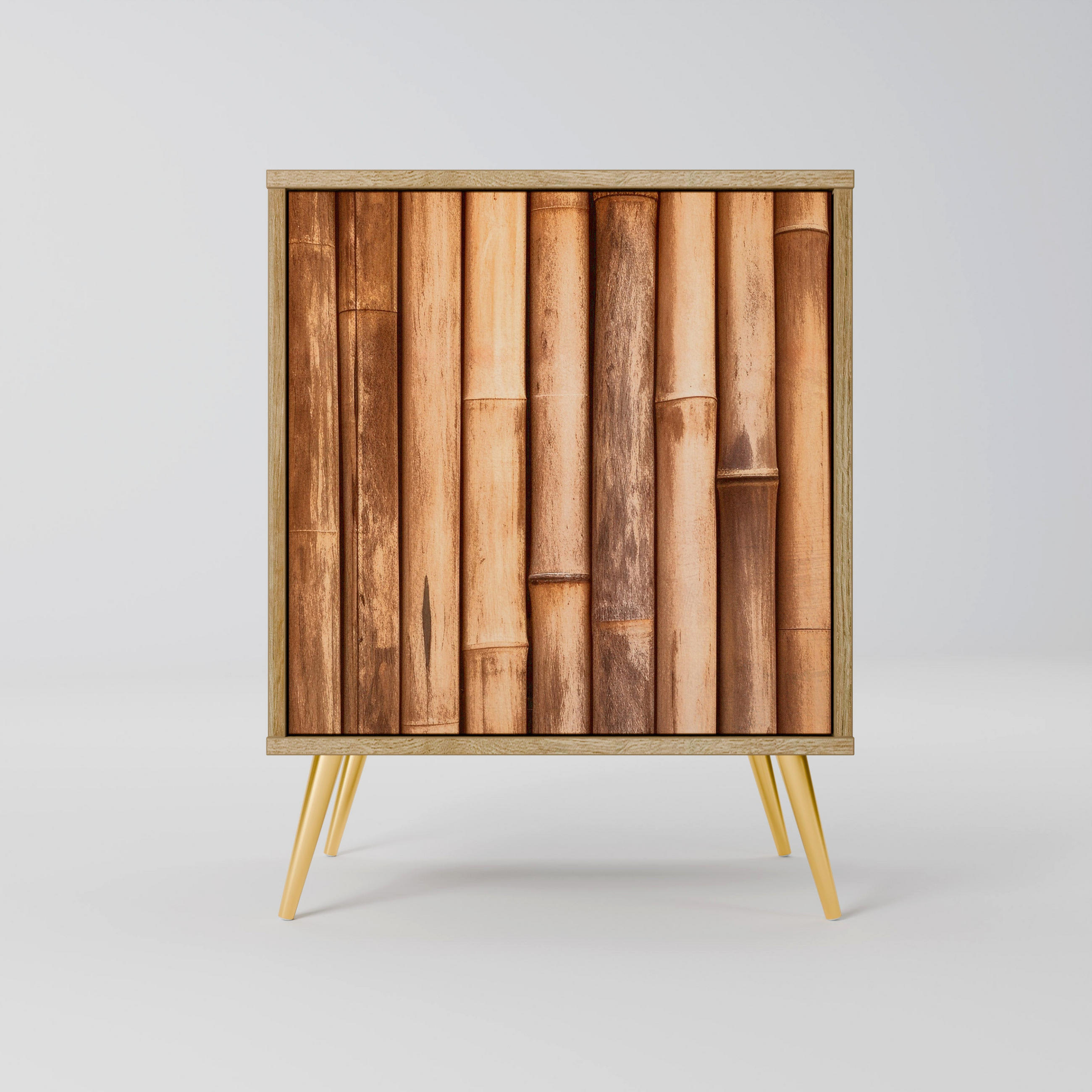 SIDEBOARD NATURAL WOOD, Eichefarben, 57,5x42x75,5 cm, Goldfarbene Metallfüße - Eichefarben/Goldfarben, Holzwerkstoff/Metall (57.5/75.5/42cm) - SpaceRebels