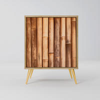 SIDEBOARD NATURAL WOOD, Eichefarben, 57,5x42x75,5 cm, Goldfarbene Metallfüße - Eichefarben/Goldfarben, Holzwerkstoff/Metall (57.5/75.5/42cm) - SpaceRebels