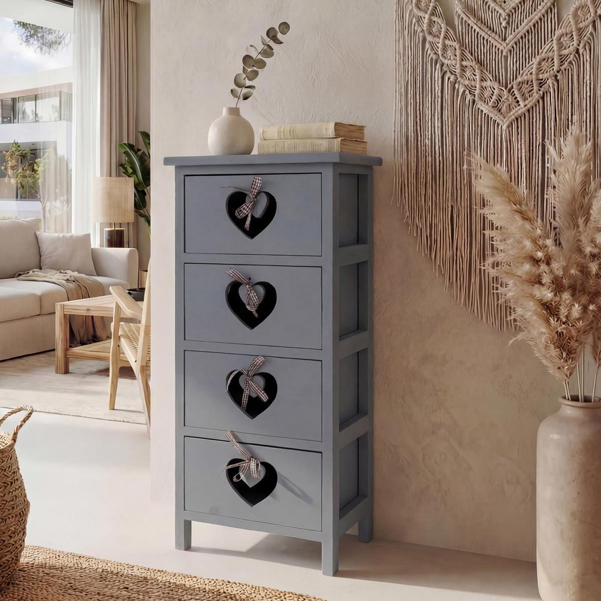 KOMMODE Grau, Blau - Blau/Grau, Holz (29/70/25cm) - MCW