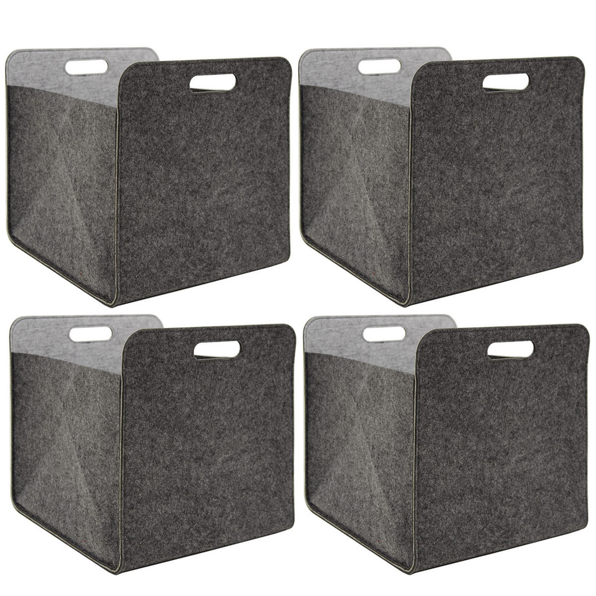 AUFBEWAHRUNGBOX 4er Set 33/38, grau - Grau, Kunststoff (33/33/38cm) - Dunedesign