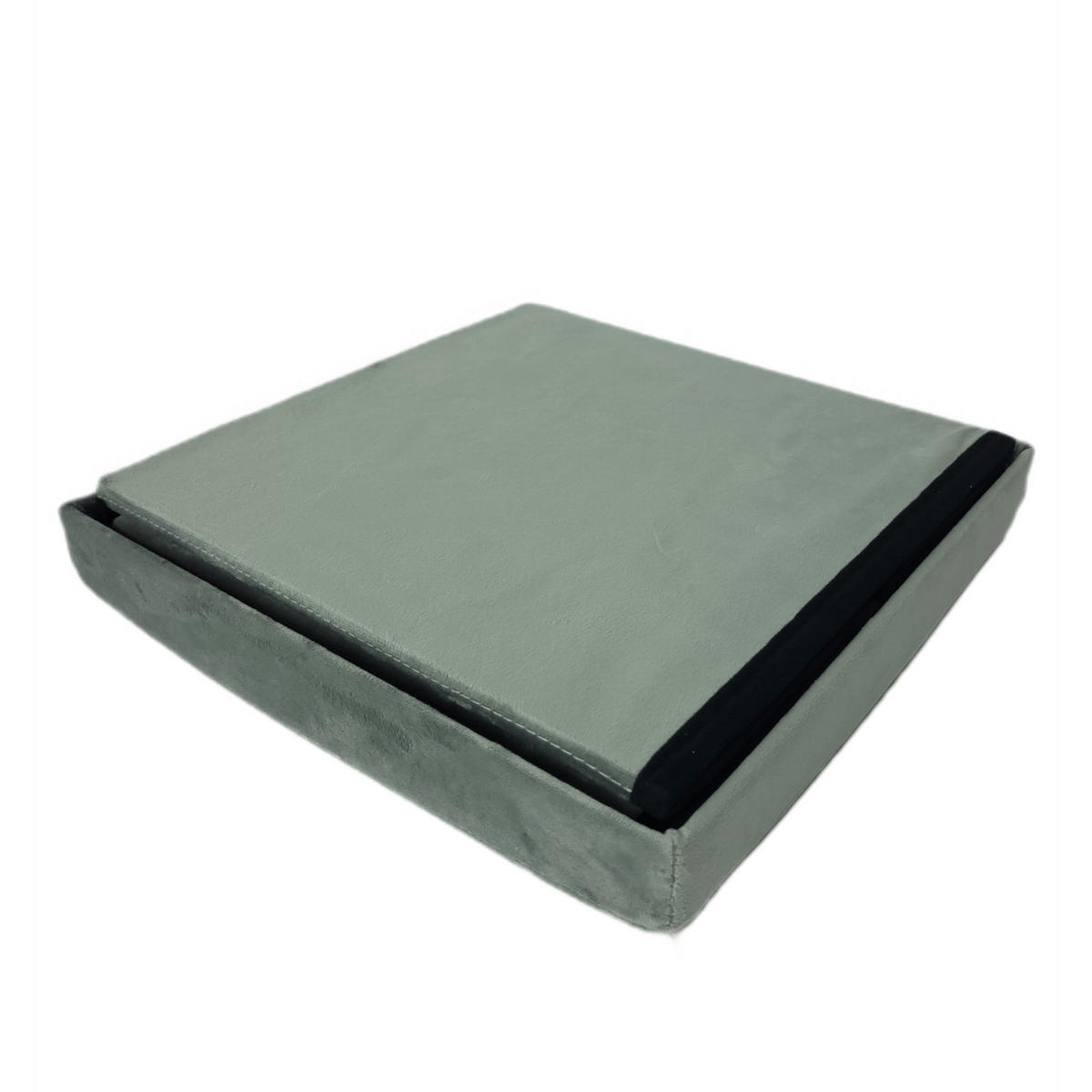 PUFF Samt Hellgrau mit Stauraum faltbar 37x38x38 cm - Hellgrau, Textil (38/37/38cm) - Begryf