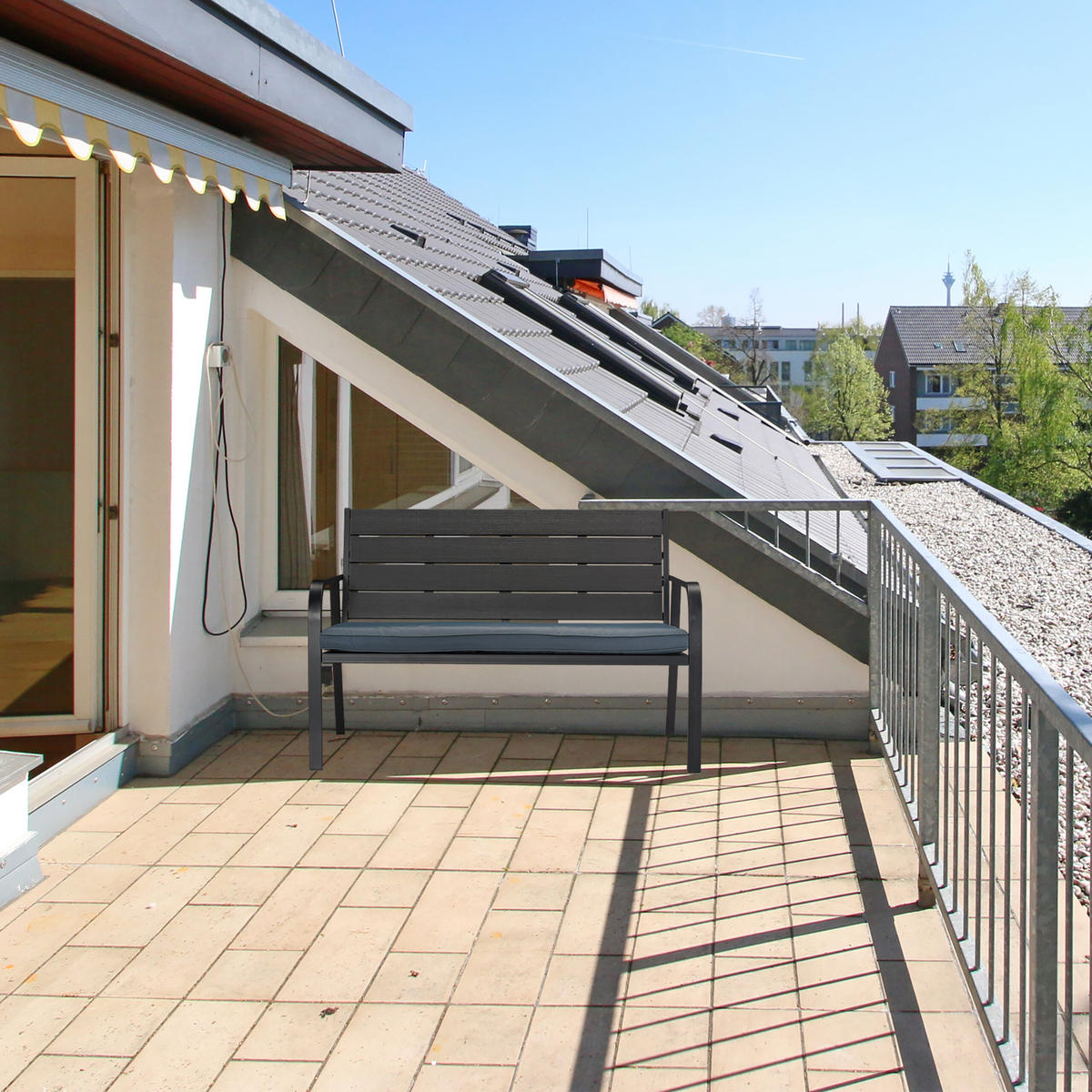 GARTENBANK - Schwarz, Kunststoff/Textil (118/78/66cm) - Relaxdays