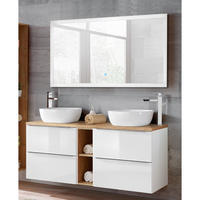 BADMÖBEL-SET 2-TLG. Toskana-56 - Weiß, Holzwerkstoff (140/190/46cm) - Lomado