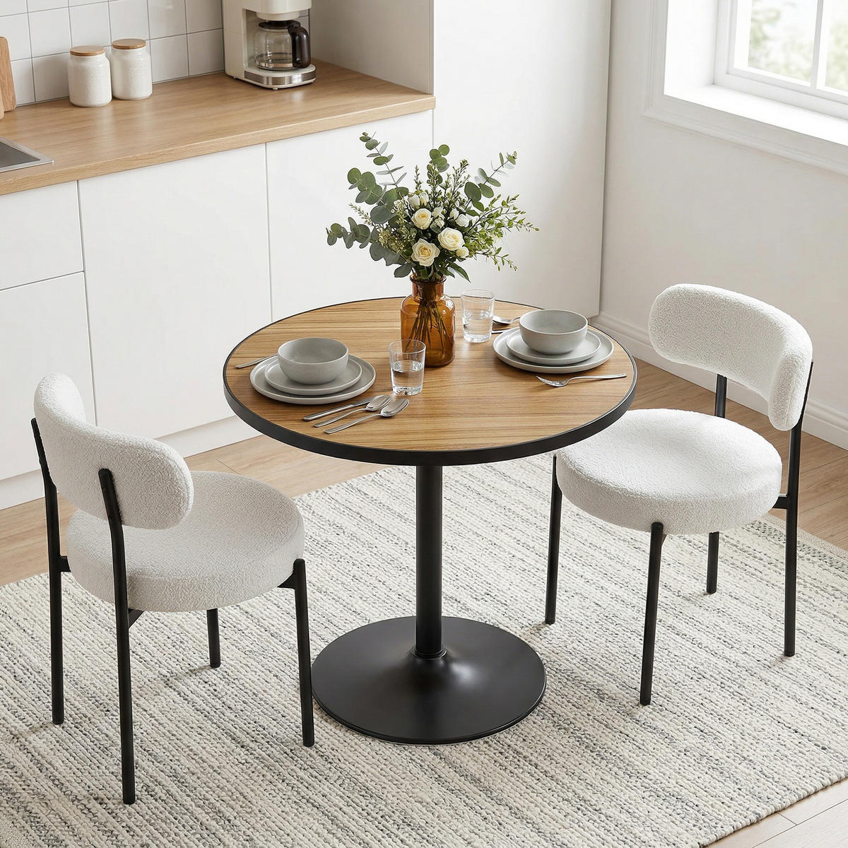 ESSGRUPPE 3er Set MDF Eiche - Eichefarben, Holz (70/70/76cm) - HOMCOM