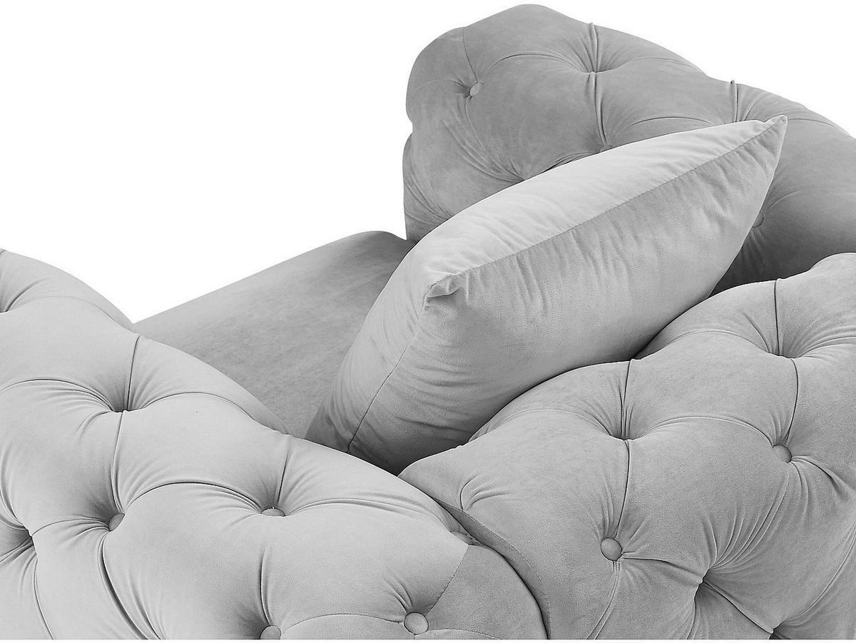 CHESTERFIELD-SESSEL - Hellgrau - Samt - EDWINA - Hellgrau, Textil (91/76/106cm) - Vente-Unique