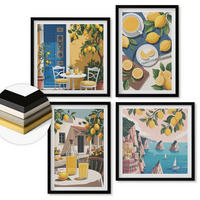 WANDBILDER 4er-Set - 50x50 cm & 40x60 cm Schwarzer Rahmen - Patio Sun Limonade - Schwarz, Kunststoff (50/50cm) - ArtPrintCave