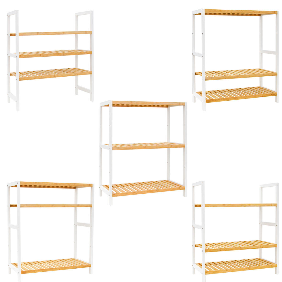 BAMBUS-SCHUHREGAL, 69/60/26 cm, Weiss - Weiß, Holz (26/69/60cm) - Dunedesign