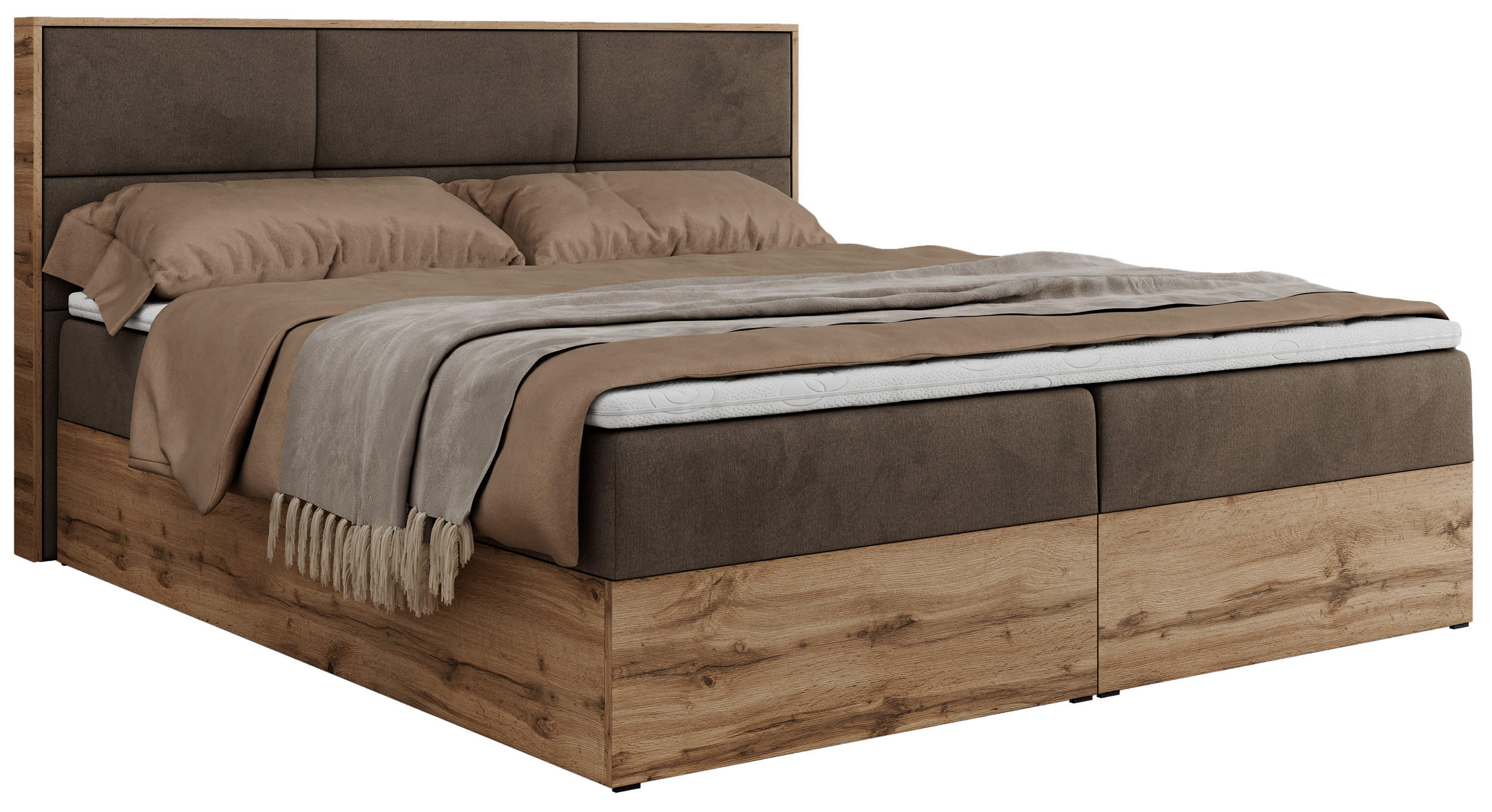 BOXBETT ALBERO 2 - 200/200 Braun Velvet - H3 - Braun, Holz/Textil (200/200cm) - MKS
