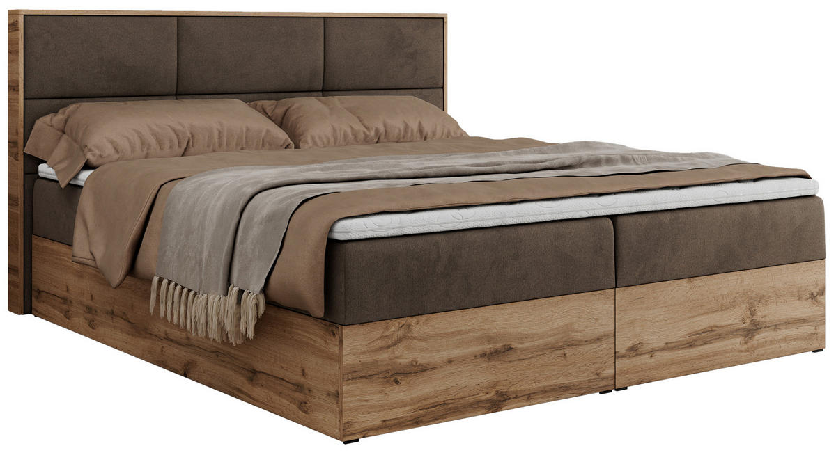 BOXBETT ALBERO 2 - 120/200 Braun Velvet - H4 - Braun, Holz/Textil (120/200cm) - MKS