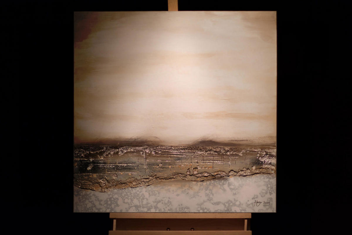 ÖLGEMÄLDE 80/80 cm - Beige, Holz/Textil (1.46/80cm) - KUNSTLOFT