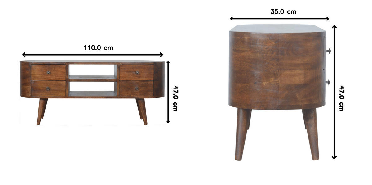 TV-ELEMENT in Kastanien-Finish - Messingfarben/Braun, Holz/Metall (110/47/35cm) - Artisan Furniture