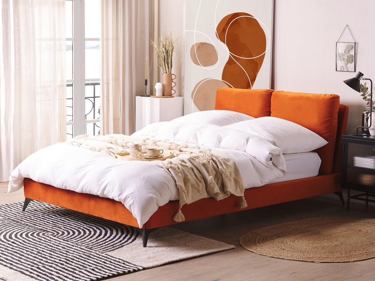 POLSTERBETT 140/200cm Orange Melle - Orange, Textil (140/200cm) - Beliani