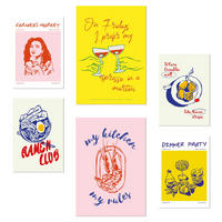 POSTER Set Mit 6 Von Lebensmitteln & Wein Im Pop Art A3 & A4 Rahmenlos - Klar, Papier (29/3cm) - Nacnic