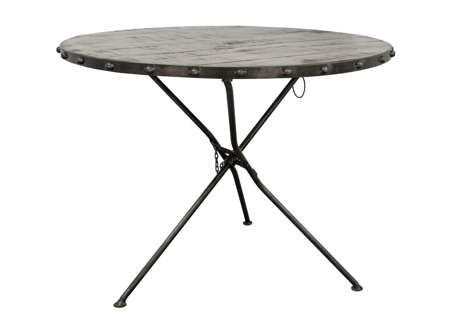 ESSTISCH rund Mango 100x100x80 grau lackiert HEAVY INDUSTRY #156 - Grau, Holz (100/100/80cm) - Massivmoebel24