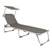 SONNENLIEGE Cairo Verstellbar Grau Gartenliege mit Dach - Grau, Kunststoff (61/30/190cm) - DELUKE
