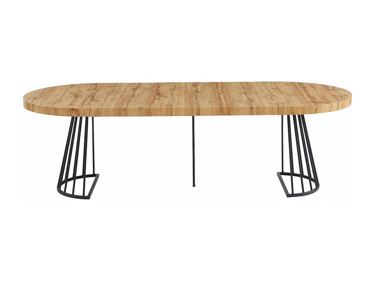 ESSTISCH ausziehbar - 2 bis 12 Personen - MDF & Stahl - Holzfarben & Schwarz - FIRELA - Schwarz/Naturfarben, Holz (260/110/76cm) - Vente-Unique