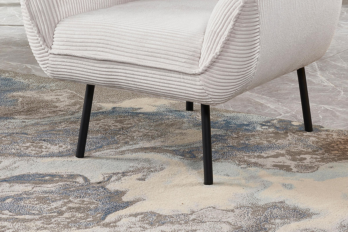 RELAXSESSEL CALLA Cremeweiß Cord - Creme/Schwarz, Textil (83/92/83cm) - KAWOLA