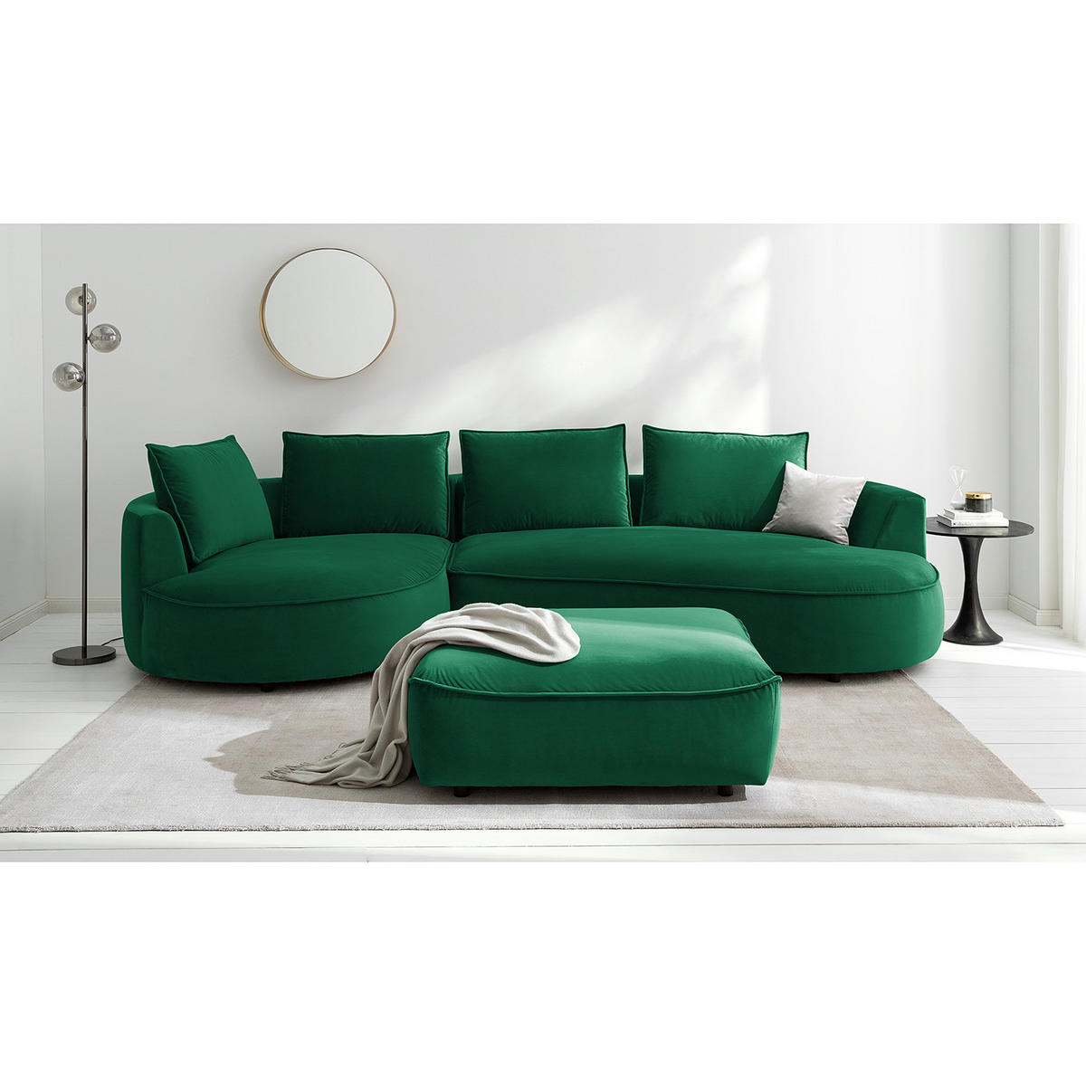 BIGSOFA - Dunkelgrün, Naturmaterialien/Kunststoff (322/82/154cm) - home24