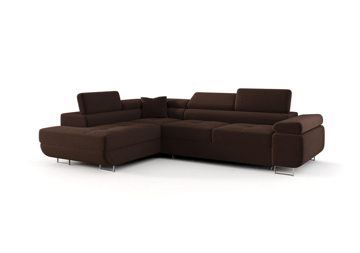 ECKSOFA EMILY mit Schlaffunktion Poso 06 Links - Braun, Textil (275/200cm) - Bedante