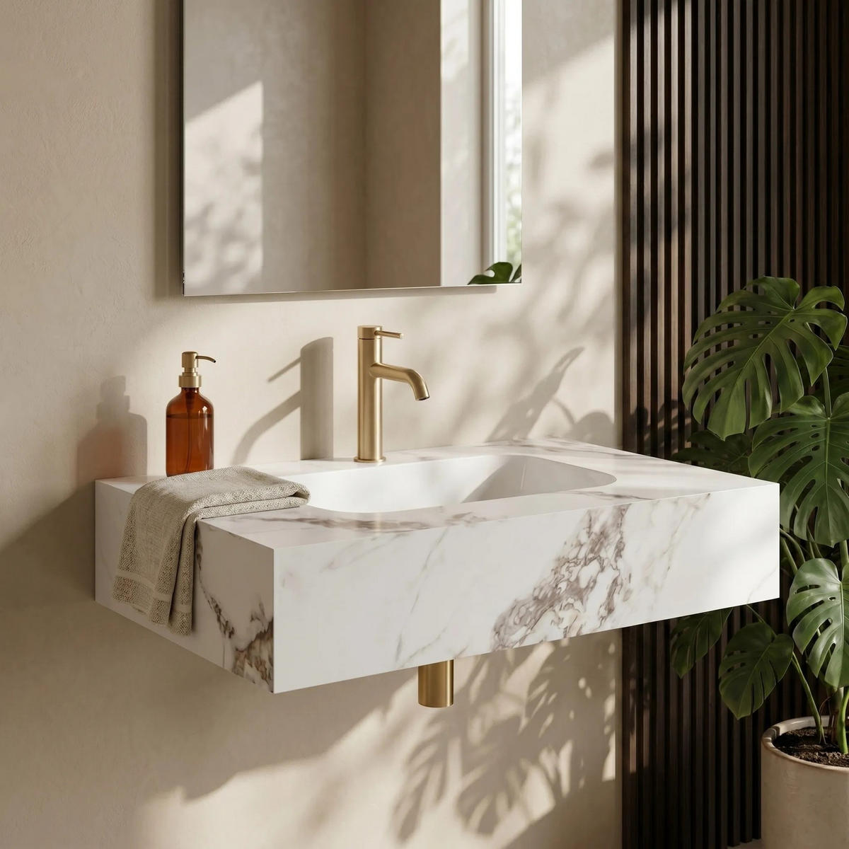 WANDWASCHBECKEN Rea Aresa Cold Jade 70 - Weiß, Keramik (50/16.5/70cm) - REA