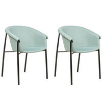 JÍDELNÍ ŽIDLE sada 2 ks mátově zelená/černá Ames - černá/zelená barva, textil (59/80/56cm) - Beliani