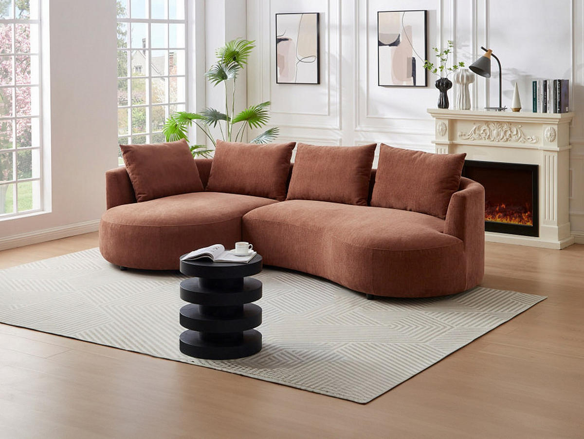 SOFA - 5 Personen - samt - terracotta Lousado - Terracotta, Textil (285/87/158cm) - Vente-Unique