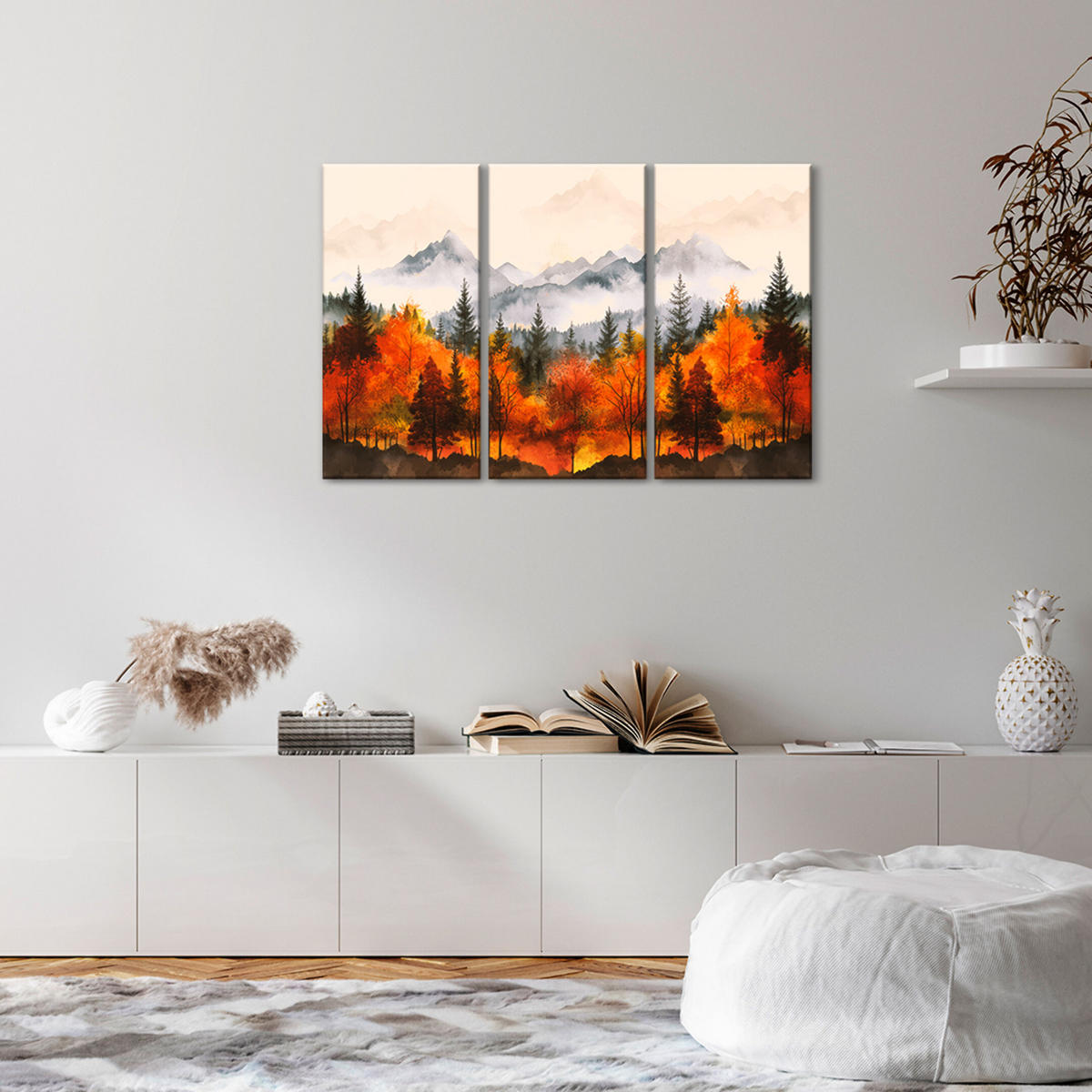 LEINWANDBILD Berglandschaft 3-tlg. 120x80 cm - Multicolor, Holz (120/80cm) - LUMASOUL