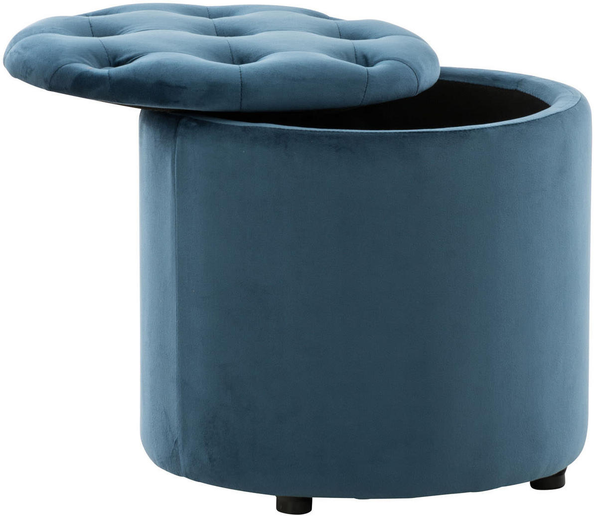 SITZWÜRFEL Samt Blau - Blau/Schwarz, Kunststoff/Textil (44/42/44cm) - CLP
